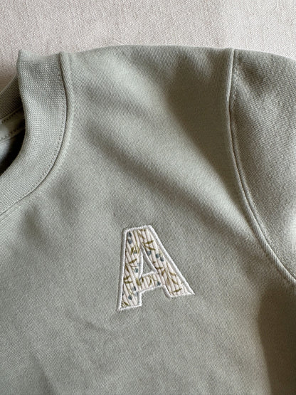 Applique Letter Sweatshirt - Sage - Juniper Berry